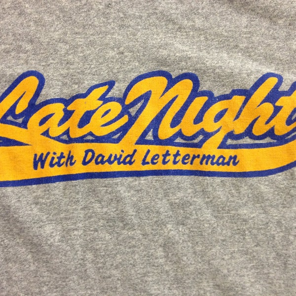 vintage 80s Late Night With David Letterman TV show CHAMPION grey rayon heather tee t-shirt paper thin size XL