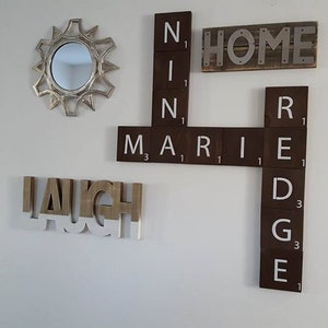 Scrabble tiles wooden tiles scrabble letters family love wood letter wall art big name