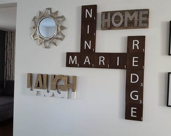 Scrabble tiles wooden tiles scrabble letters family love wood letter wall art big name