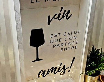 Cork wine box 12inches X 24inches ''Le Meilleur Vin Est Celui...'' | Boite A Bouchon 12Pouces X 24Pouces ''Le Meilleur Vin Est Celui...''