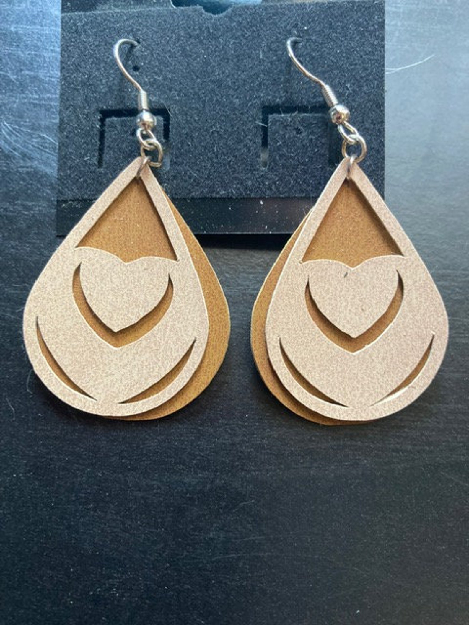 Faux leather teardrop earrings Etsy