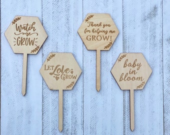 Add-on Set of 20 Tags or Signs ~ Watch Me Grow | Let Love Grow for Baby Shower Succulent Party Favors