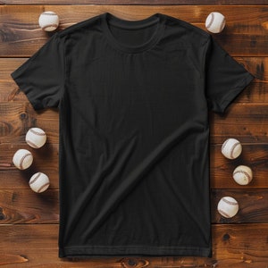 Baseball Themed Black T-Shirt Mockup