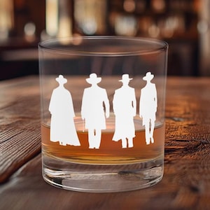 Tombstone Wiskey Glass With Wyatt Earp And Doc Holliday Silhouette - 10.5 oz