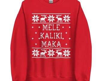 Sweat-shirt Vintage Noël Rouge Taille M - Mele Kalikimaka & Hippie Renne - État Parfait