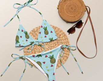 String-Bikini mit Ananasmuster