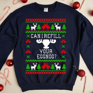 ¿Puedo rellenar tu ponche de huevo de vacaciones de Navidad Cita Sudadera navideña fea unisex