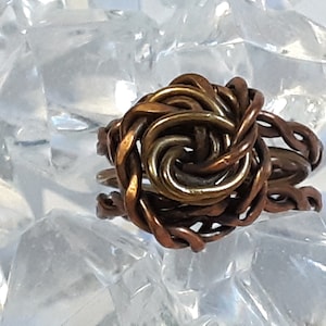 Wire Wrapped Knotted Style Ring Antiqued Brass Hand Made Estate Sale