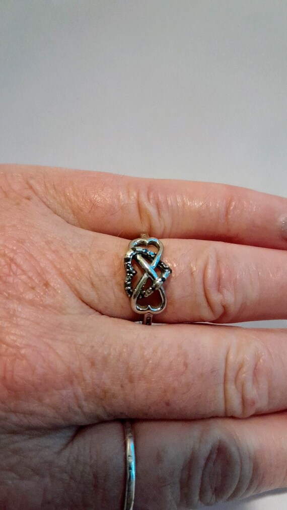 Unique Infinity Heart Shape Setting Silver Black … - image 3