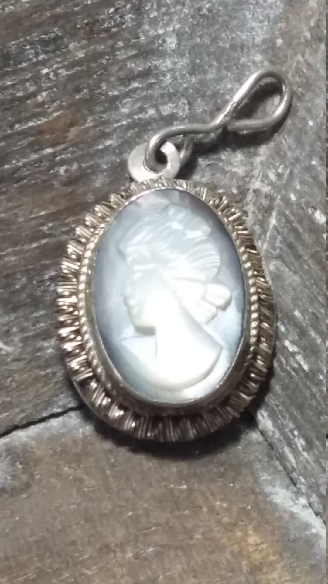 Vintage 1901 Sterling Silver Marked Hand Carved Shell Cameo Necklace ...