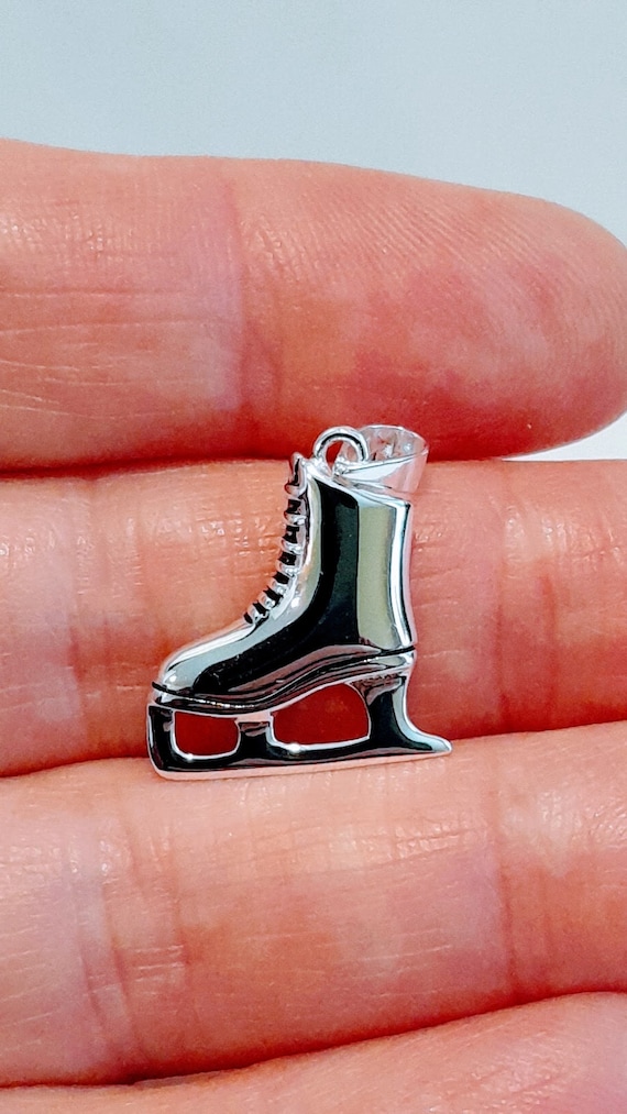 Ice Skate Pendant Charm 925 Sterling Silver Marked