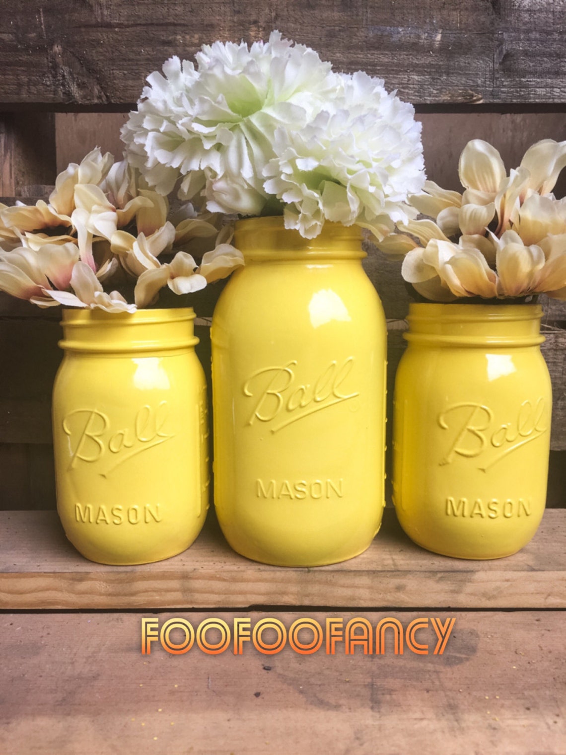 Bright Yellow Mason Jar. Yellow Mason Jar Decor. Yellow Etsy