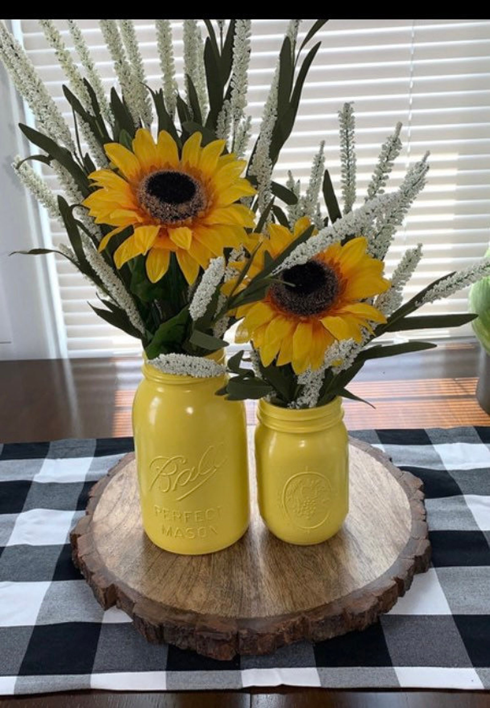 Bright Yellow Mason Jar. Yellow Mason Jar Decor. Yellow Etsy