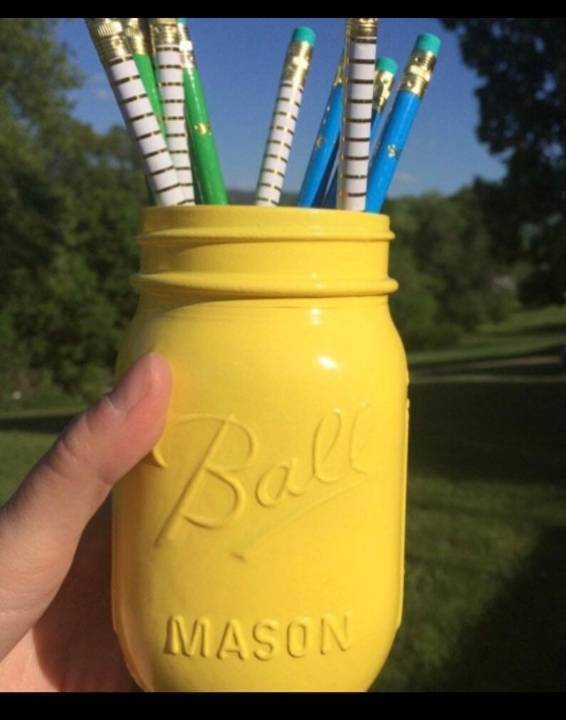 Bright Yellow Mason Jar. Yellow Mason Jar Decor. Yellow Etsy