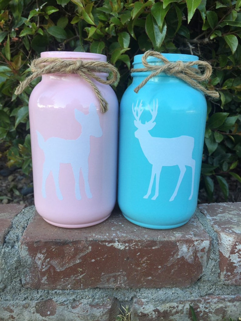 Buck or Doe Mason Jar Centerpieces. Buck and Doe Gender Reveal Etsy
