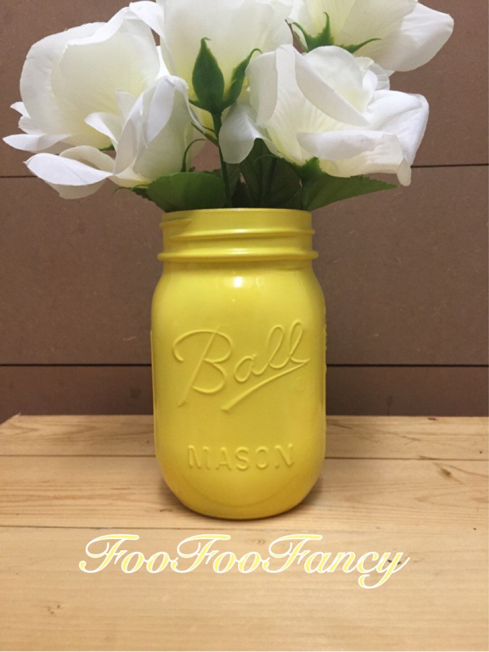 Bright Yellow Mason Jar. Yellow Mason Jar Decor. Yellow Etsy