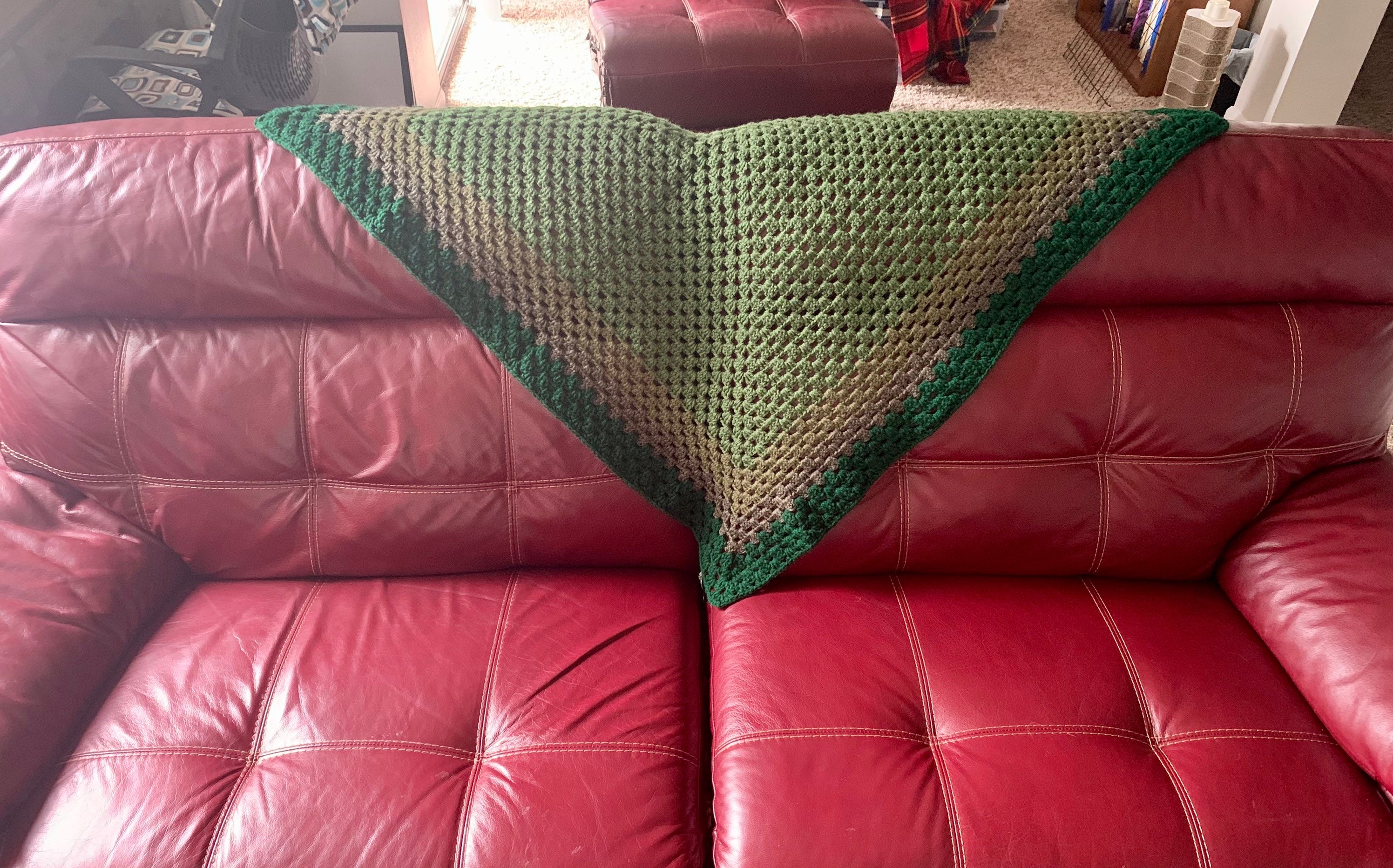 Hand Crocheted Giant Granny Square Lap/ Throw Blanket Afghan 38in. X