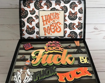 Box of F*cks, shadow box, collage, mixed media, greeting card