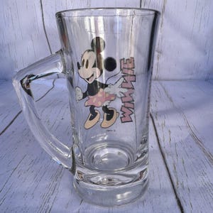Jarra de cerveza de cristal vintage de Minnie Mouse de Disney: vaso alto con el personaje imagen 4