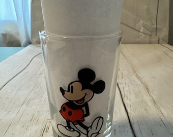 Fun Vintage Mickey Mouse Clear Drinking Glass for Disney Collectors