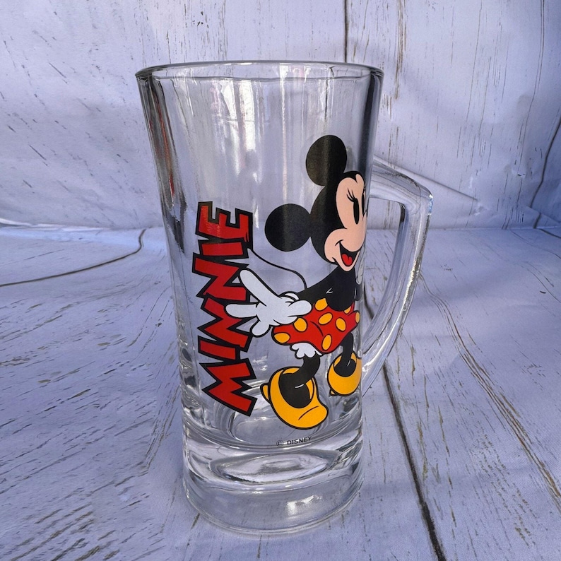 Jarra de cerveza de cristal vintage de Minnie Mouse de Disney: vaso alto con el personaje imagen 6