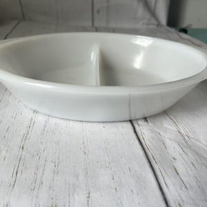 Glasbake White Milkglass Divided Large Baking Dish