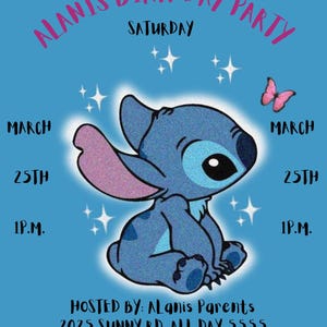 Cartão de Aniversário Digital Stitch | Cartão Infantil com Tema Lilo e Stitch para Imprimir