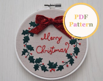 Christmas Wreath PDF Hand Embroidery Pattern • PDF Pattern • Embroidery • Christmas Embroidery • Christmas PDF Pattern