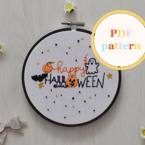 Fröhliches Halloween-Handstickerei-Muster • Halloween-Stickerei-Muster • Halloween-Stickerei • Halloween PDF Pattern • Halloween-Dekor