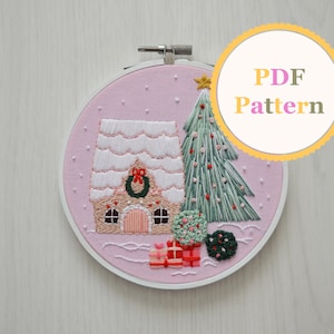 Gingerbread House Christmas PDF Hand Embroidery Pattern • PDF Pattern • Christmas Embroidery • Christmas Embroidery • Christmas PDF Pattern