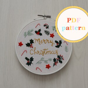 Merry Christmas Embroidery Pattern • PDF Embroidery Pattern • Christmas Embroidery • Merry Christmas Embroidery • Christmas PDF Pattern
