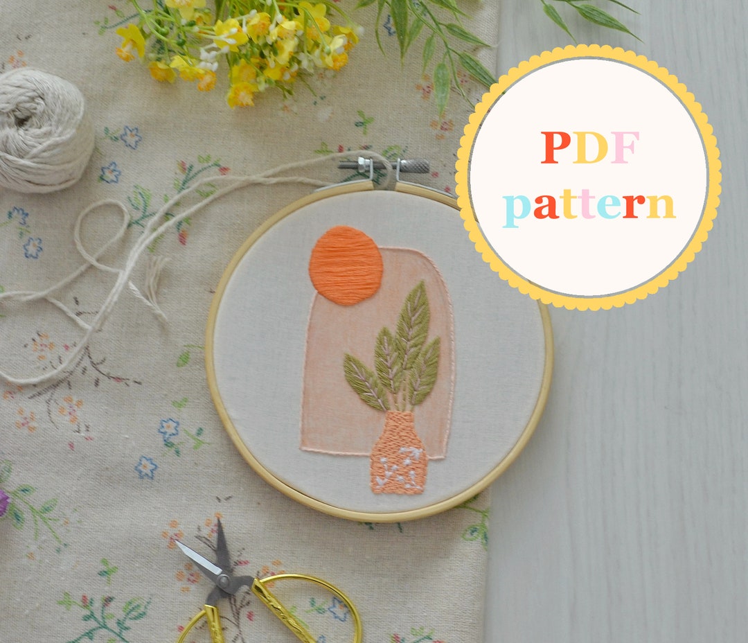Sunset Plant Embroidery Pattern: Modern Hoop Art (PDF Pattern) - Etsy