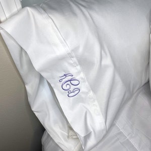 Embroidered Monogram Pillow Case, Personalized Bedding