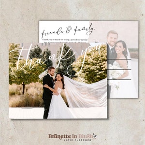 postale de remerciement de mariage | Merci personnalisé | Mariage moderne | Remerciement de mariage avec photos