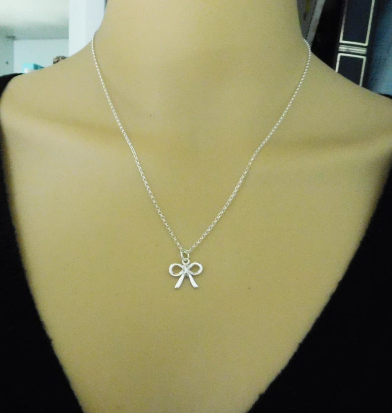 Sterling Silver Bow Pendant Necklace Tie the Knot Pendant Etsy
