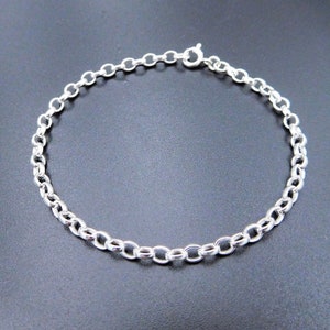 Sterling Silver Belcher Bracelet: Minimalist Oval Chain for Charms