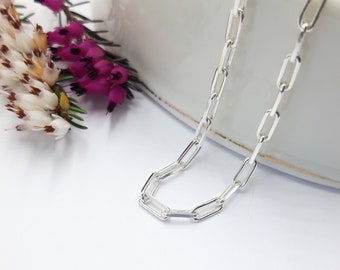 Sterling Silver Paperclip Chain Bracelet: Minimalist Long Link