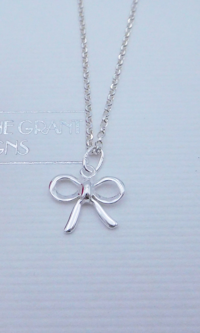 Sterling Silver Bow Pendant Necklace Tie the Knot Pendant Etsy