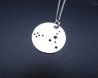 Sterling Silver Pisces Constellation Necklace: Zodiac Star Sign Pendant