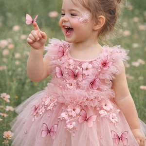 Blush Butterfly Dress & Wings: Pearl Flower Girl Outfit