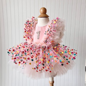 Polka Dot Dress, Girl Dress, Tutu Dress, Blush Dress, Birthday Dress