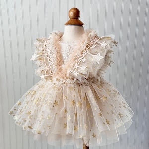 Gold Star Dress, Birthday Dress, Baby Dress, First Birthday Dress, Gold Dress