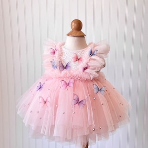 Eleanor Butterfly Dress, Blush Dress, Baby Dress, First Birthday Dress, Blush Dress