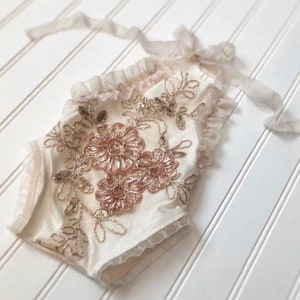 Floral Romper, Ivory Romper, Baby Outfit, Newborn Outfit, Photo Props, Lace Romper, Girl Romper