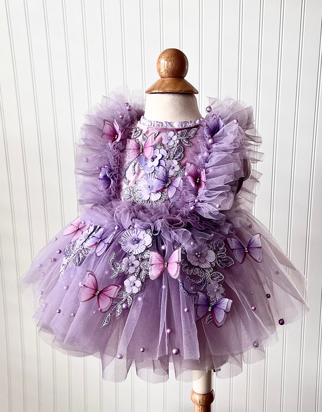 Lavender Butterfly and Flower Dress, Hadley Dress in
