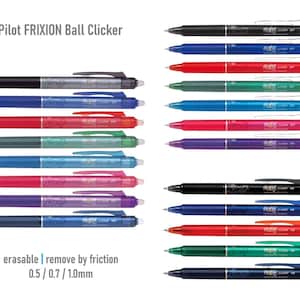 CHOOSE | 20 Colors | Pilot Frixion Ball Clicker | MINIMUM 3 counts | 0.5 / 0.7 / 1.0mm | ERASABLE | Retractable | Refillable | Gel Pens