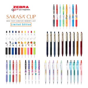 CHOOSE | 48 Options | Zebra Sarasa Clip | LTD Edition | MINIMUM 2 counts | 0.5mm | Spring Loaded Clip | Refillable | Retractable | Gel Pens