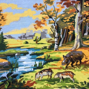 Completed Needlepoint - Royal Paris - La Clairière aux sangliers