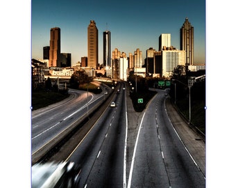 Atlanta Art Skyline Photo Jackson Street Bridge View Atlanta Photography Urban Art Print Photo Office Art Home Office Decor