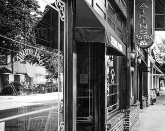 Atlanta Art Photography, Atkins Park, Virginia Highlands Bar, Restaurant Historical Black and White Photo Print Photograph Home Office Decor